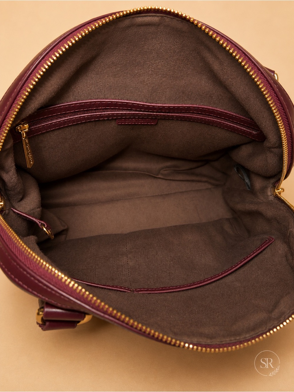 St. John Wine Leather Dome Satchel Quilted Shoulder Bag Purse - Picture 9 of 11